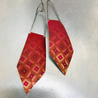 Geometric Deep Raspberry Recycled Tin Earrings