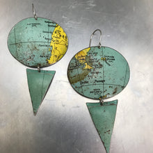 Load image into Gallery viewer, Argentina &amp; Tierra del Fuego Oval Vintage Globe Upcycled Tin Earrings