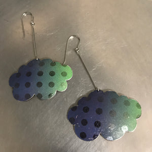Happy Dotty Clouds Upcycled Tin Earrings