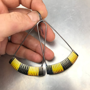 Black & Yellow Basket Weave Pattern Zero Waste Tin Earrings