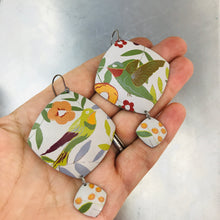 Load image into Gallery viewer, Hummingbirds Rounded Rectangle Upcycled Tin Earrings