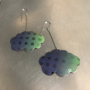 Happy Dotty Clouds Upcycled Tin Earrings
