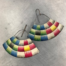 Load image into Gallery viewer, Multicolor Basket Pattern Recycled Tin Earrings