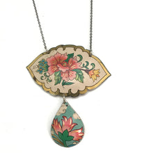 Load image into Gallery viewer, Vintage Pink Flowers Upcycled Tin Necklace