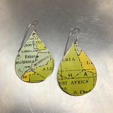 Load image into Gallery viewer, Africa Vintage Map Upcycled Teardrop Tin Earrings