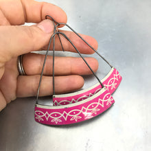 Load image into Gallery viewer, Magenta Wide Arc Zero Waste Tin Earrings