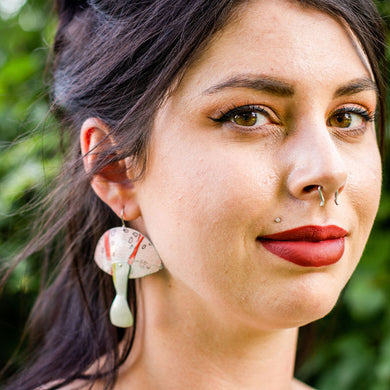 Groovy Grapefruit Mushrooms Zero Waste Tin Earrings